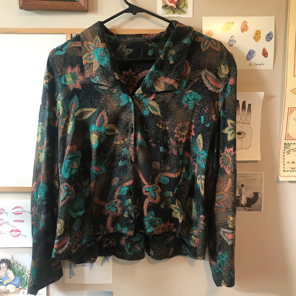 Vintage Button Up, Unique Floral Design